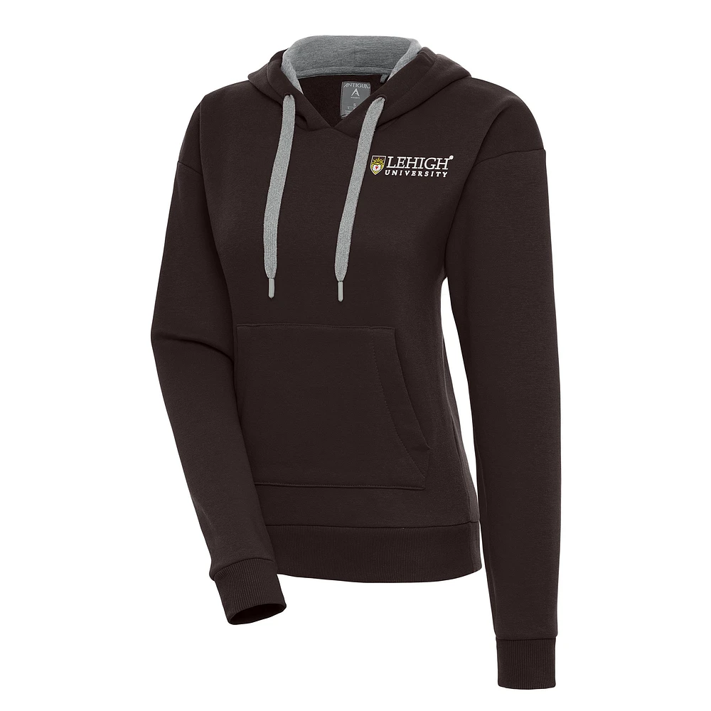 Women's Antigua Brown Lehigh Mountain Hawks Victory Pullover Hoodie