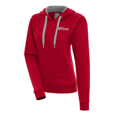 Women's Antigua Red Pennsylvania Quakers Victory Pullover Hoodie