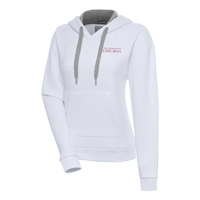 Women's Antigua White UChicago Maroons Victory Pullover Hoodie