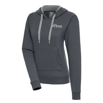 Women's Antigua Charcoal Pennsylvania Quakers Victory Pullover Hoodie