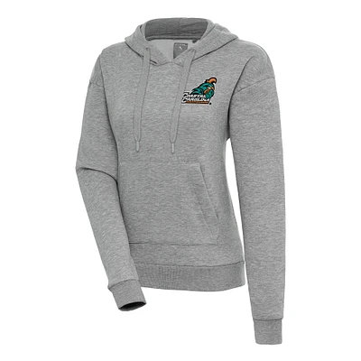Women's Antigua Heather Gray Coastal Carolina Chanticleers Victory Pullover Hoodie