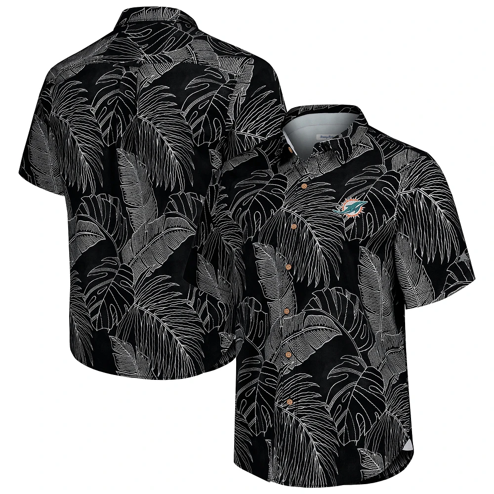 Men's Tommy Bahama Black Miami Dolphins Sport Vine Line Button-Down Shirt