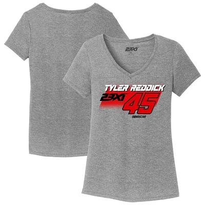 Women's 23XI Racing Gray Tyler Reddick Tri-Blend V-Neck T-Shirt