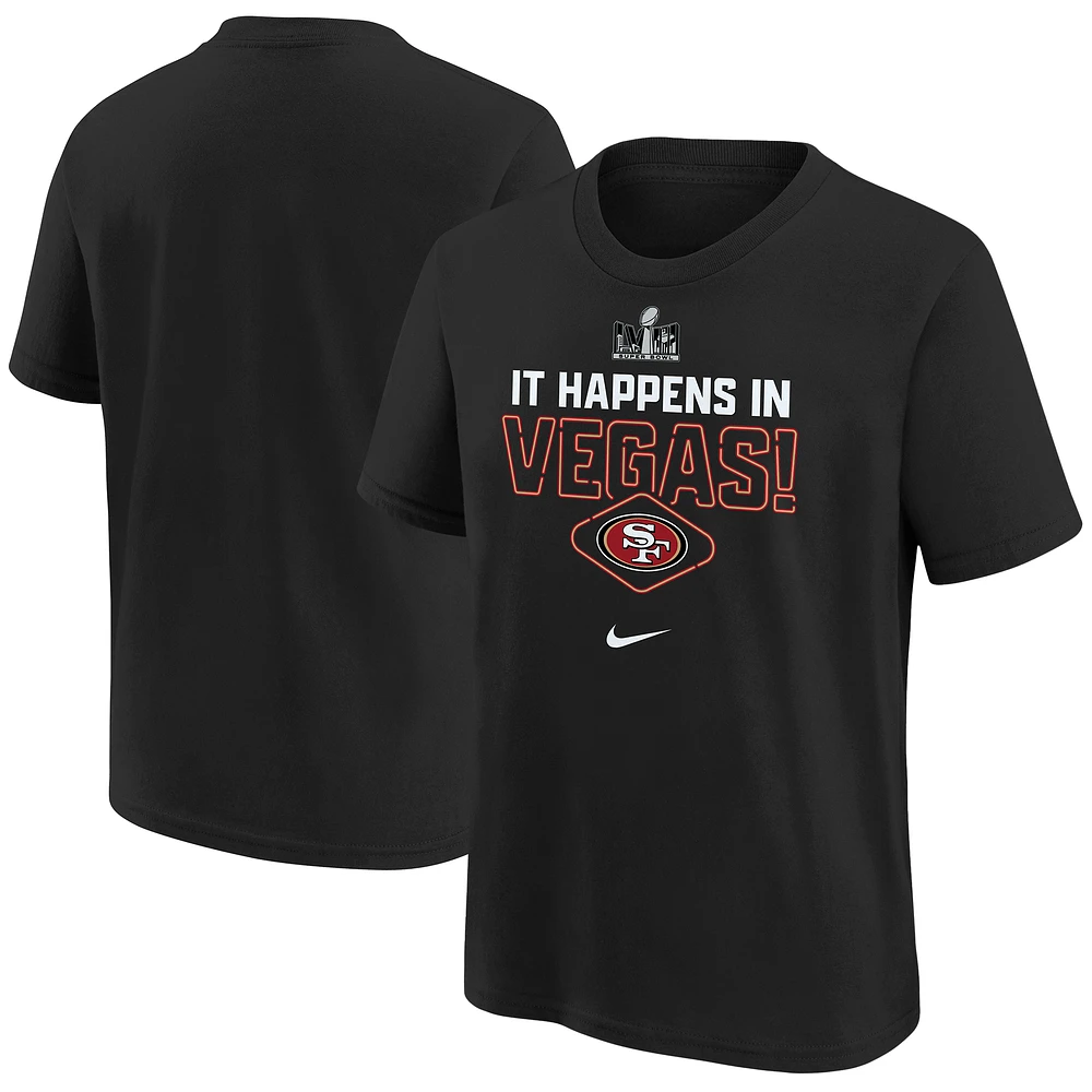 Youth Nike Black San Francisco 49ers Super Bowl LVIII Team Logo Lockup T-Shirt