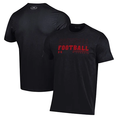 Men's Under Armour Black Wisconsin Badgers 2024 Sideline Football Performance T-Shirt