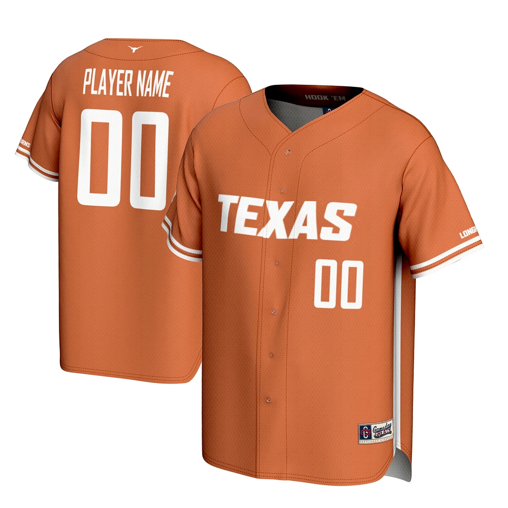 Men's GameDay Greats Burnt Orange Texas Longhorns NIL Pick-A-Player Lightweight Baseball Jersey