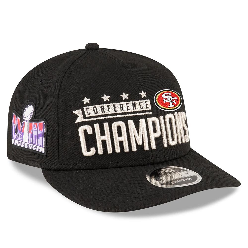 Men's New Era Black San Francisco 49ers 2023 NFC Champions Locker Room Low Profile 9FIFTY Snapback Hat