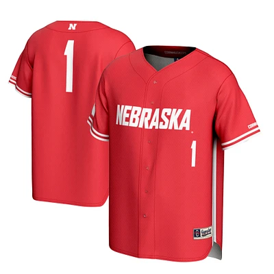 Men's GameDay Greats #1 Scarlet Nebraska Huskers Lightweight Baseball Jersey