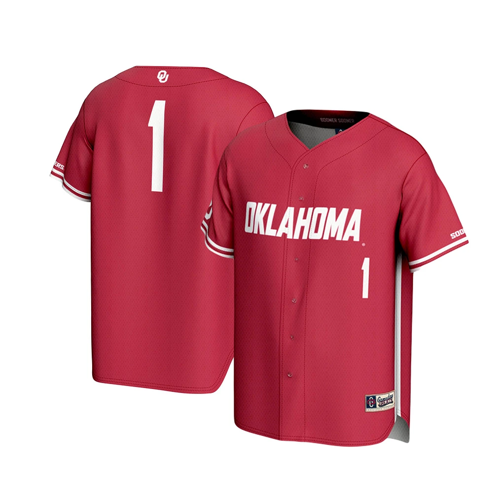 Men's GameDay Greats #1 Crimson Oklahoma Sooners Lightweight Baseball Jersey