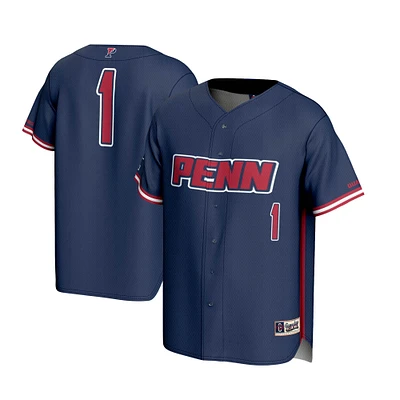 Men's GameDay Greats #1 Navy Pennsylvania Quakers Lightweight Baseball Jersey