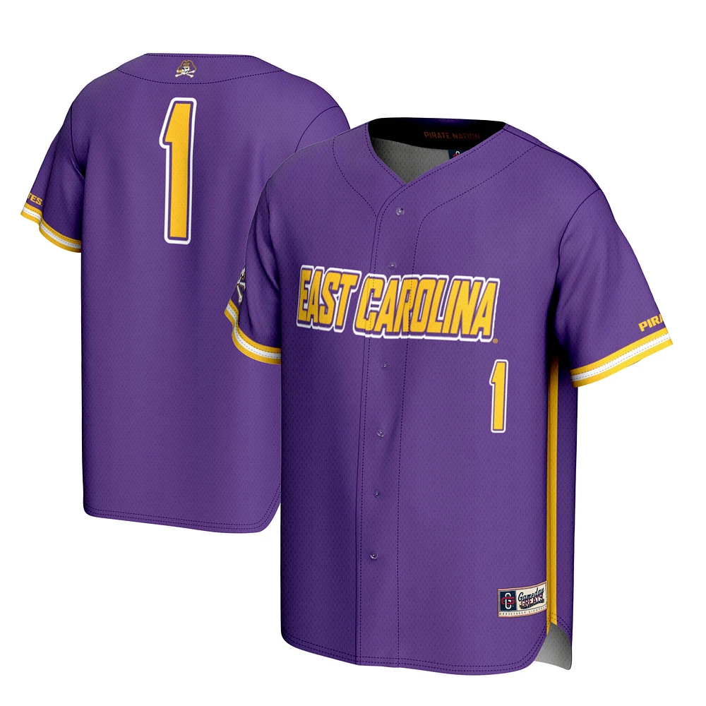 Youth GameDay Greats #1 Purple ECU Pirates Lightweight Baseball Jersey