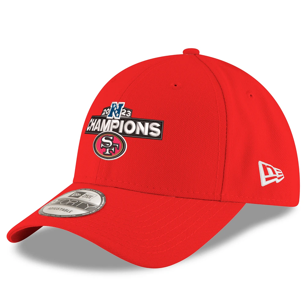 Men's New Era Scarlet San Francisco 49ers 2023 NFC Champions 9FORTY Adjustable Hat