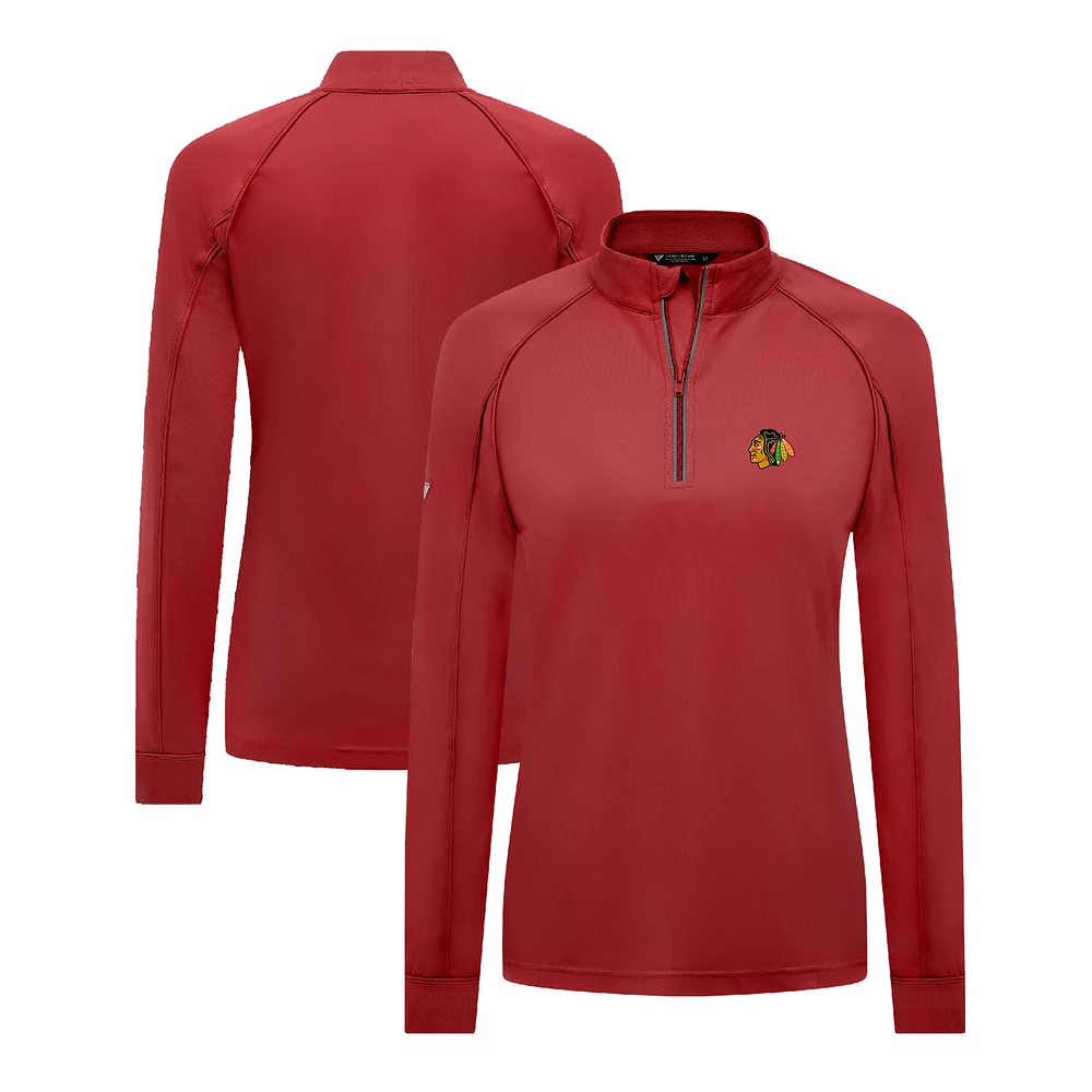 Women's Levelwear Red Chicago Blackhawks Kinetic Insignia Core Quarter-Zip Pullover Top