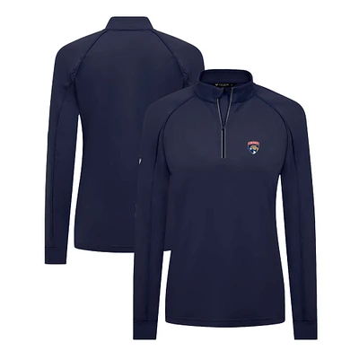 Women's Levelwear Navy Florida Panthers Kinetic Insignia Core Quarter-Zip Pullover Top