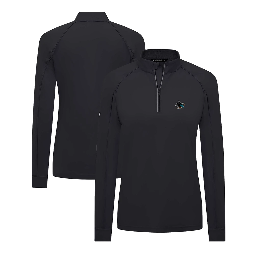 Women's Levelwear Black San Jose Sharks Kinetic Insignia Core Quarter-Zip Pullover Top