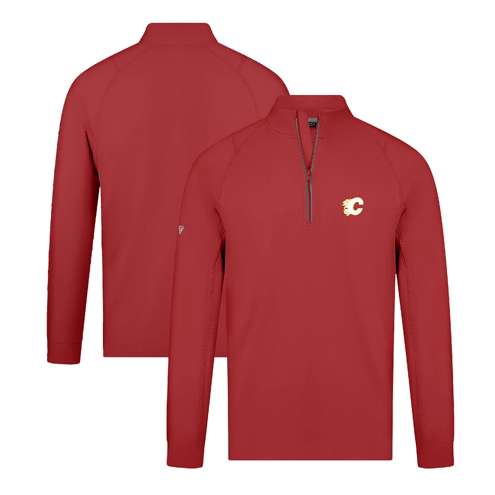Men's Levelwear Red Calgary Flames Theory Insignia Core Quarter-Zip Pullover Top
