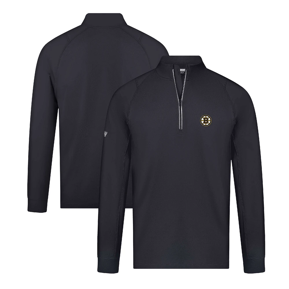 Men's Levelwear Black Boston Bruins Theory Insignia Core Quarter-Zip Pullover Top