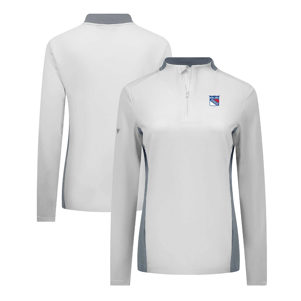 Women's Levelwear White New York Rangers Moxie Insignia Core Quarter-Zip Pullover Top