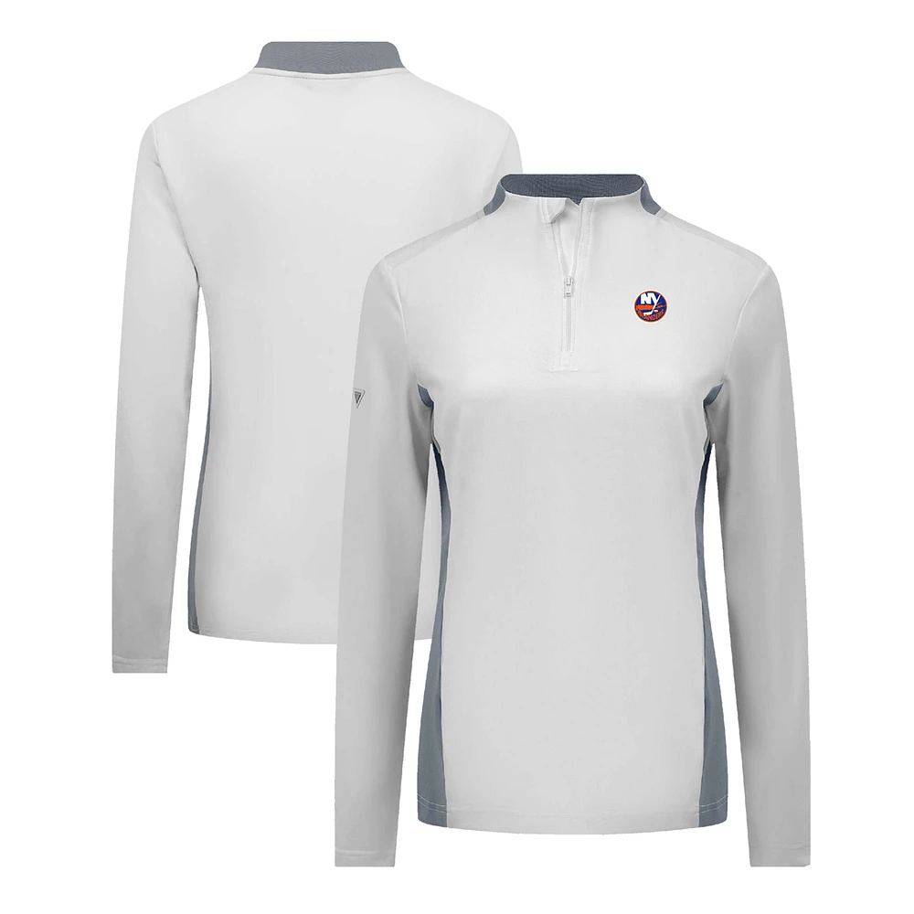 Women's Levelwear White New York Islanders Moxie Insignia Core Quarter-Zip Pullover Top
