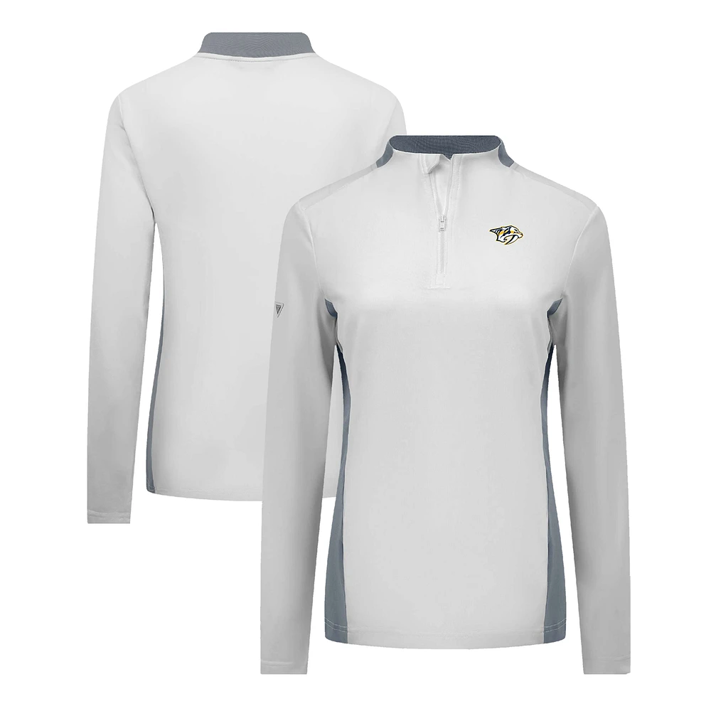 Women's Levelwear White Nashville Predators Moxie Insignia Core Quarter-Zip Pullover Top