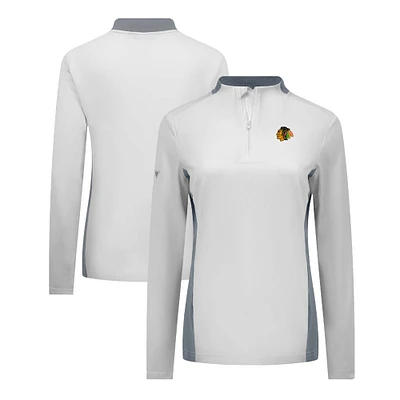 Women's Levelwear White Chicago Blackhawks Moxie Insignia Core Quarter-Zip Pullover Top