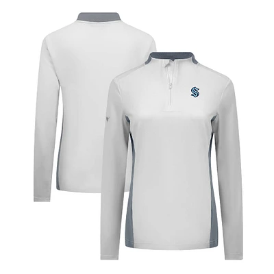 Women's Levelwear White Seattle Kraken Moxie Insignia Core Quarter-Zip Pullover Top