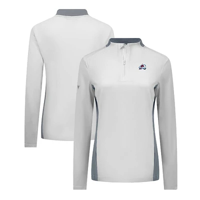Women's Levelwear White Colorado Avalanche Moxie Insignia Core Quarter-Zip Pullover Top