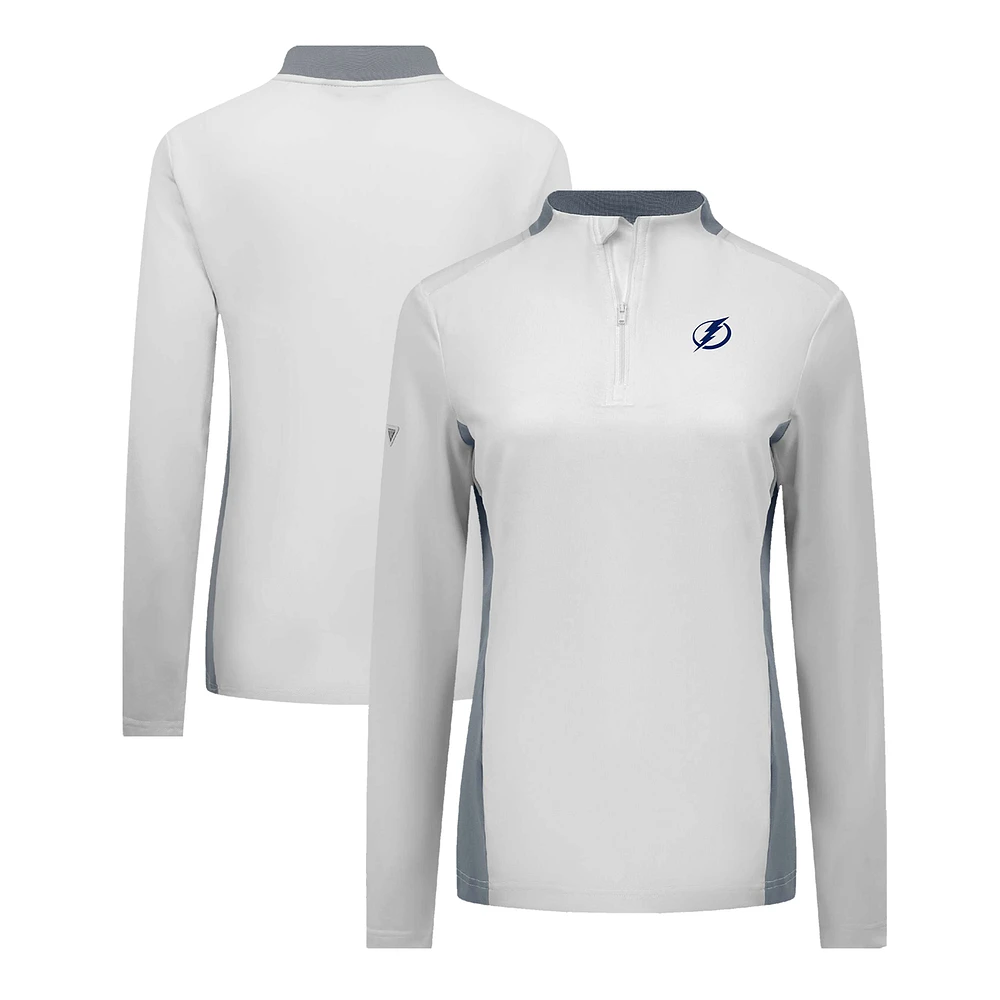Women's Levelwear White Tampa Bay Lightning Moxie Insignia Core Quarter-Zip Pullover Top