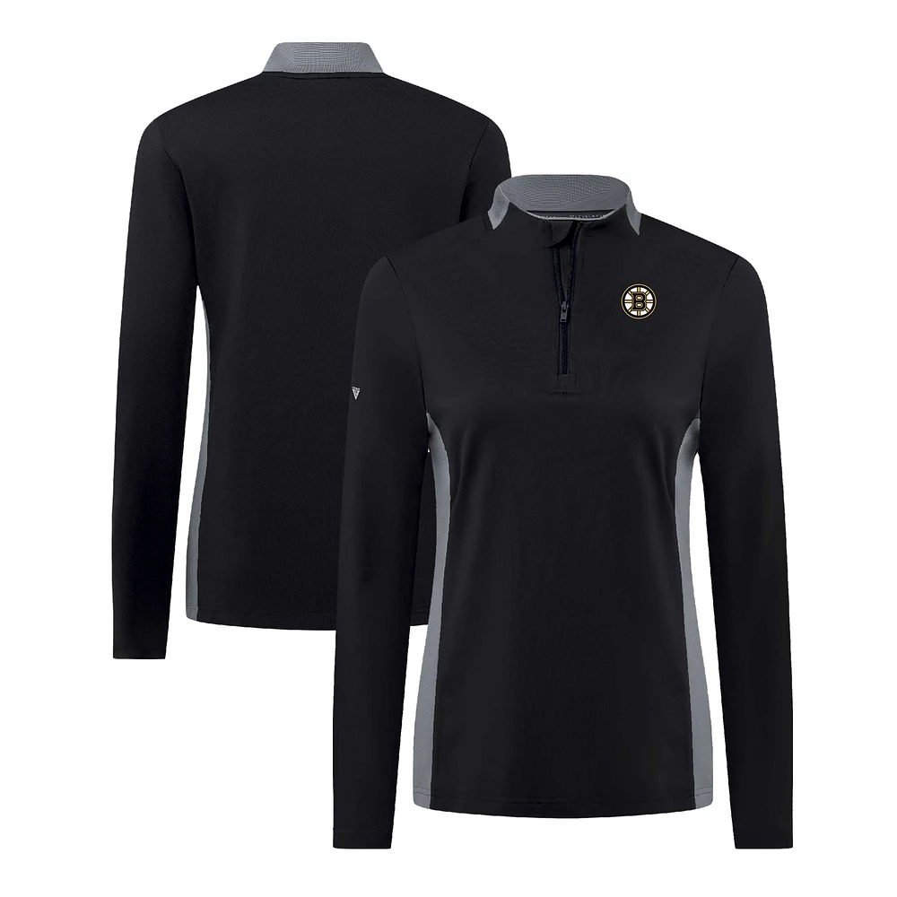 Women's Levelwear Black Boston Bruins Moxie Insignia Core Quarter-Zip Pullover Top