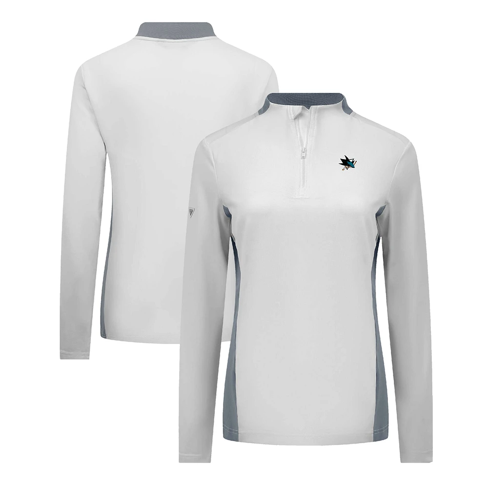 Women's Levelwear White San Jose Sharks Moxie Insignia Core Quarter-Zip Pullover Top