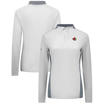 Women's Levelwear White Ottawa Senators Moxie Insignia Core Quarter-Zip Pullover Top