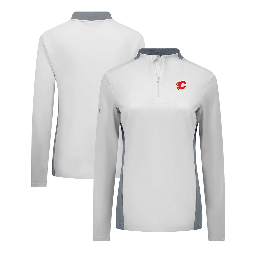 Women's Levelwear White Calgary Flames Moxie Insignia Core Quarter-Zip Pullover Top
