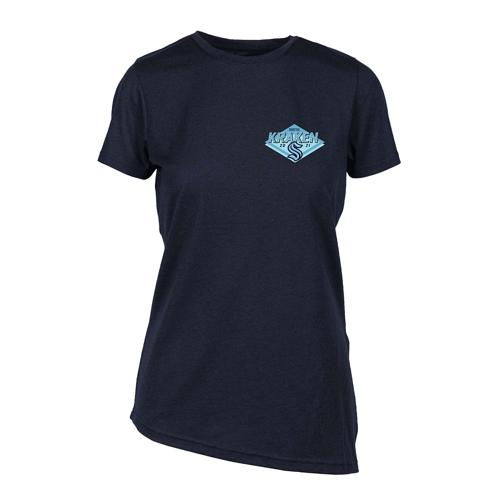 Women's Levelwear Deep Sea Blue Seattle Kraken Birch Club Patch 2.0 T-Shirt