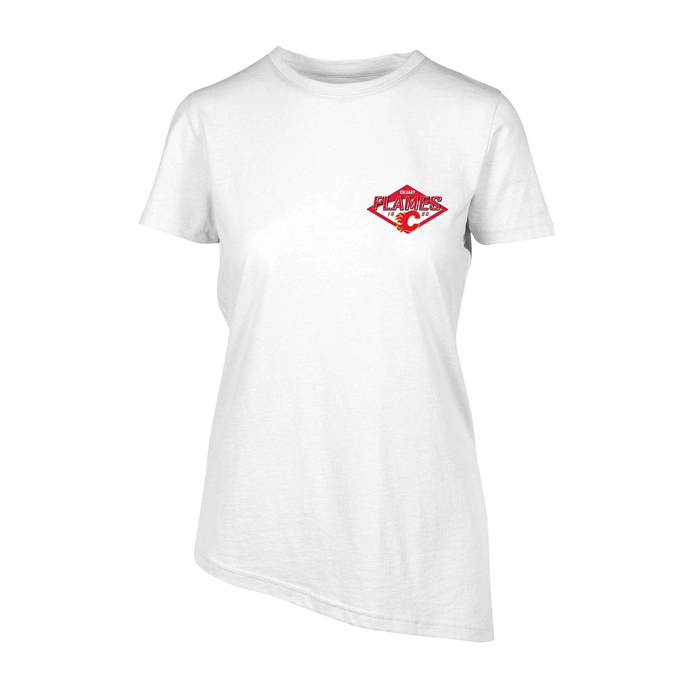 Women's Levelwear White Calgary Flames Birch Club Patch 2.0 T-Shirt
