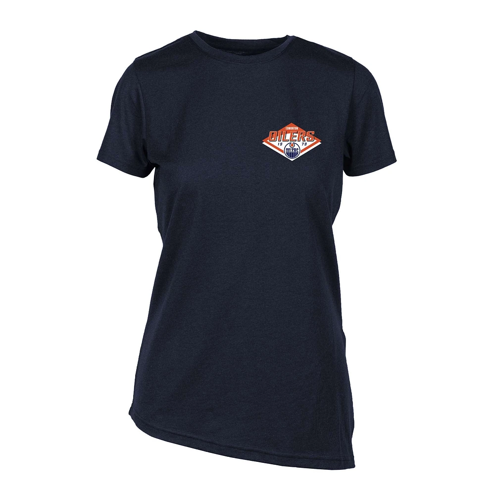 Women's Levelwear Navy Edmonton Oilers Birch Club Patch 2.0 T-Shirt