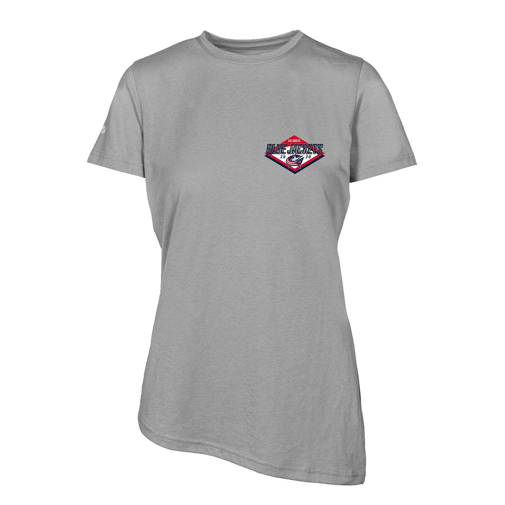 Women's Levelwear Gray Columbus Blue Jackets Birch Club Patch 2.0 T-Shirt