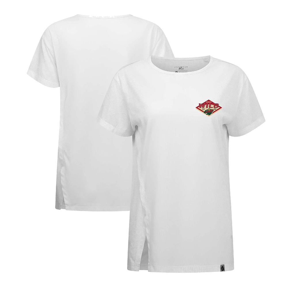 Women's Levelwear White Minnesota Wild Influx Club Patch 2.0 T-Shirt