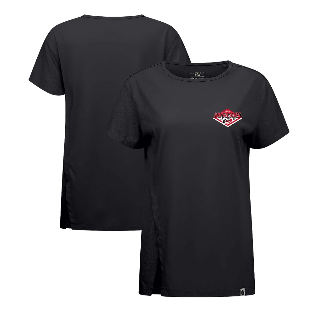 Women's Levelwear Black Carolina Hurricanes Influx Club Patch 2.0 T-Shirt
