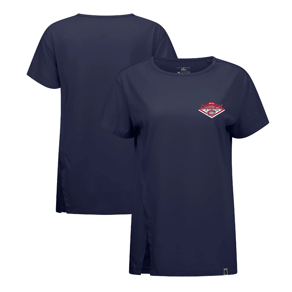Women's Levelwear Navy Montreal Canadiens Influx Club Patch 2.0 T-Shirt