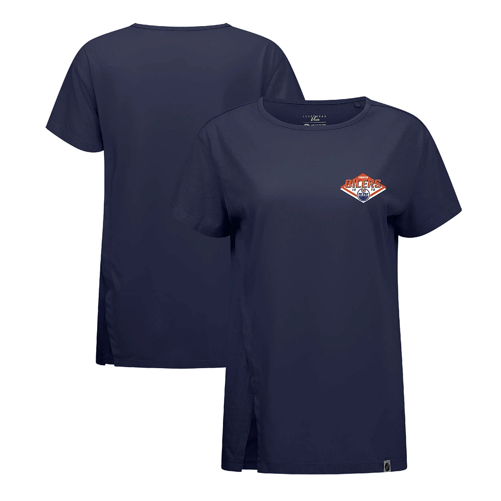 Women's Levelwear Navy Edmonton Oilers Influx Club Patch 2.0 T-Shirt