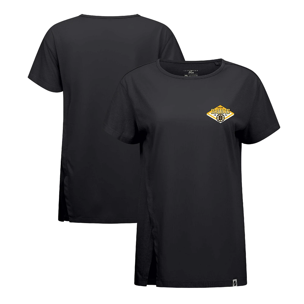 Women's Levelwear Black Boston Bruins Influx Club Patch 2.0 T-Shirt