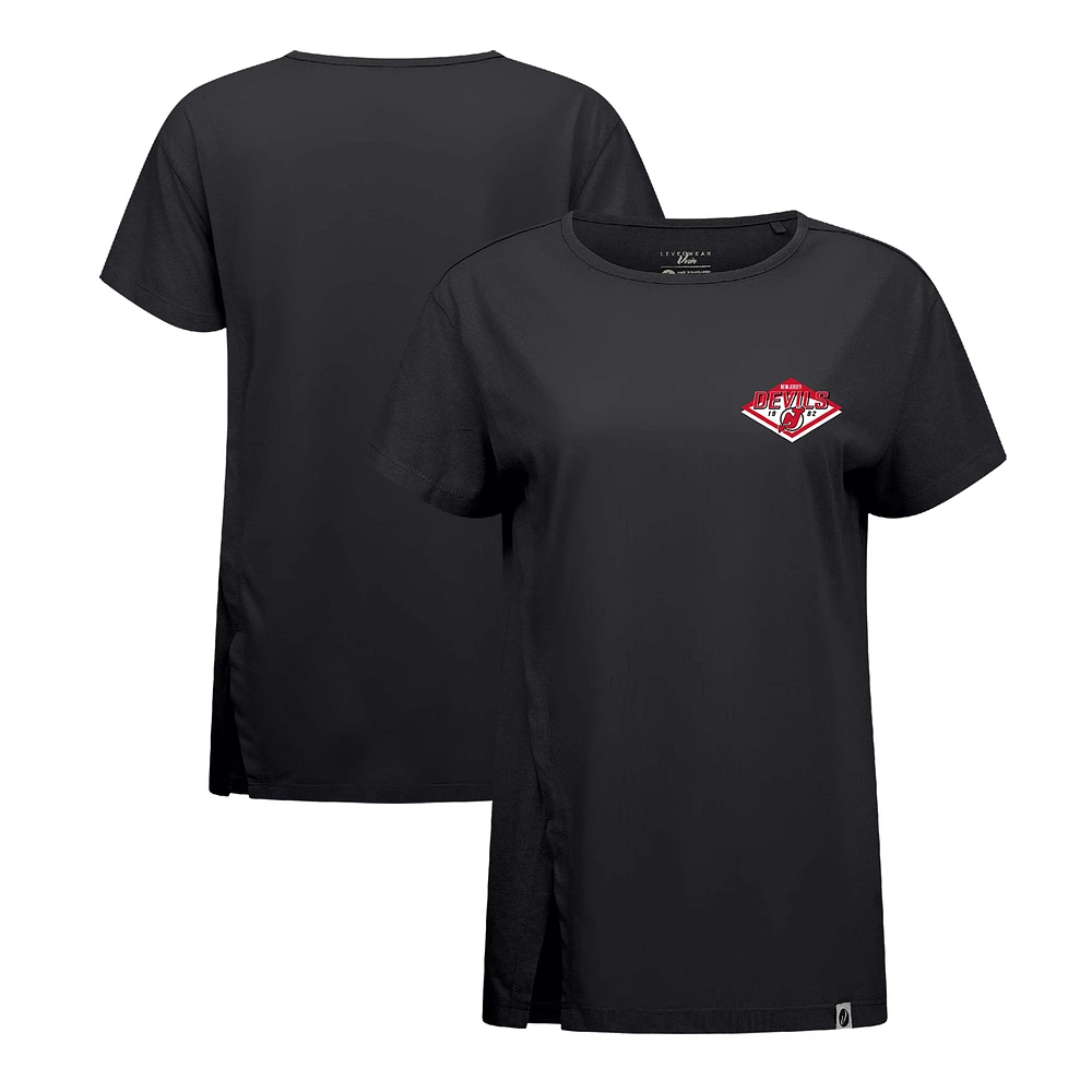 Women's Levelwear Black New Jersey Devils Influx Club Patch 2.0 T-Shirt