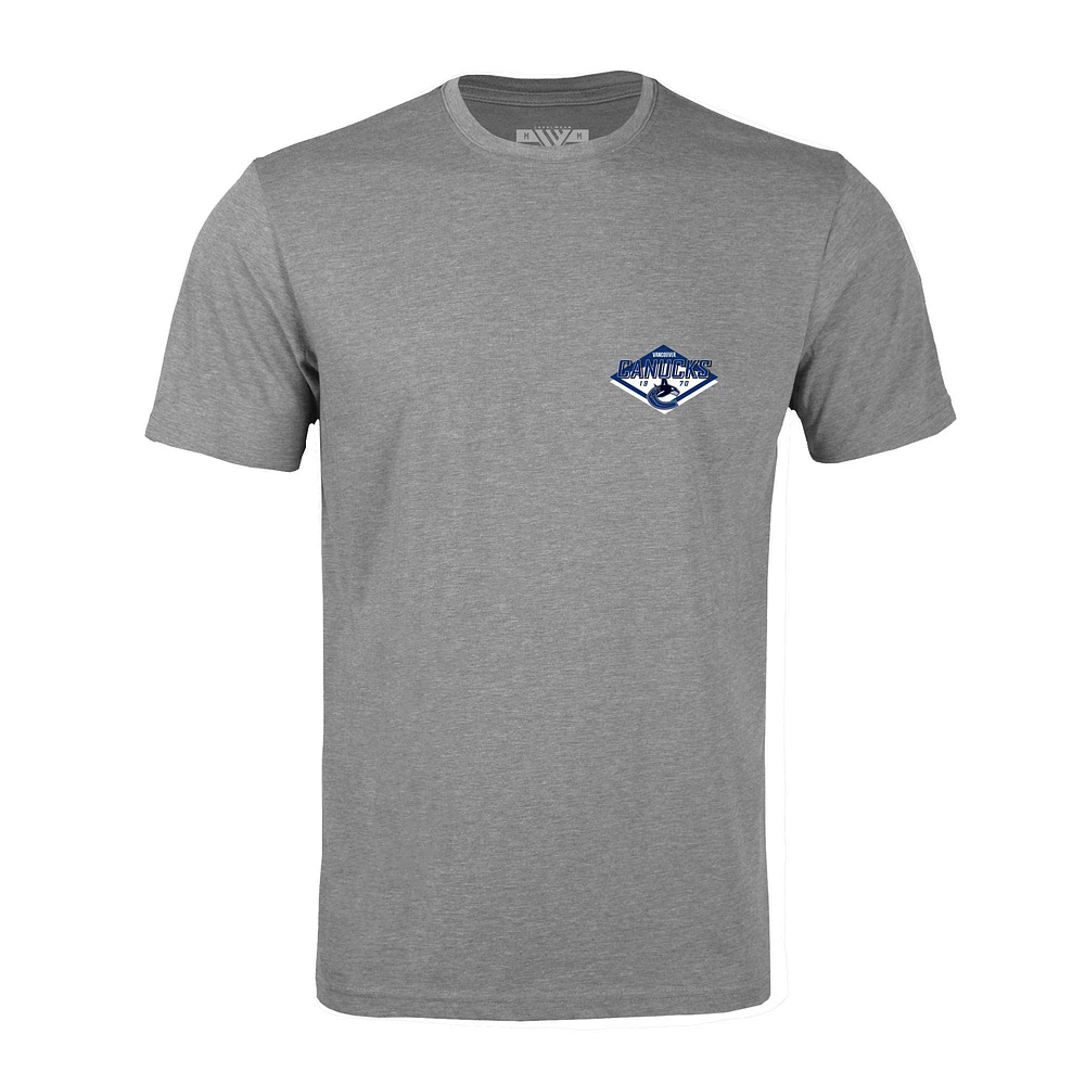 Men's Levelwear Heather Gray Vancouver Canucks Richmond Club Patch 2.0 T-Shirt