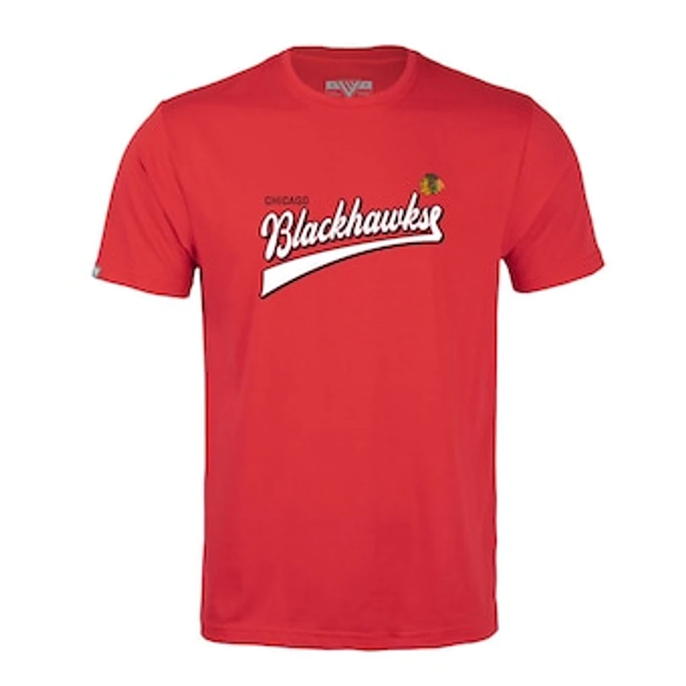 Men's Levelwear Red Chicago Blackhawks Richmond Retro Script T-Shirt