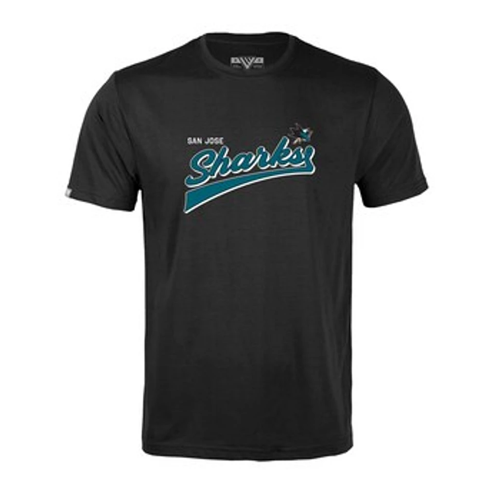 Men's Levelwear Black San Jose Sharks Richmond Retro Script T-Shirt