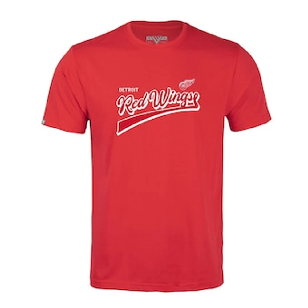 Men's Levelwear Red Detroit Wings Richmond Retro Script T-Shirt