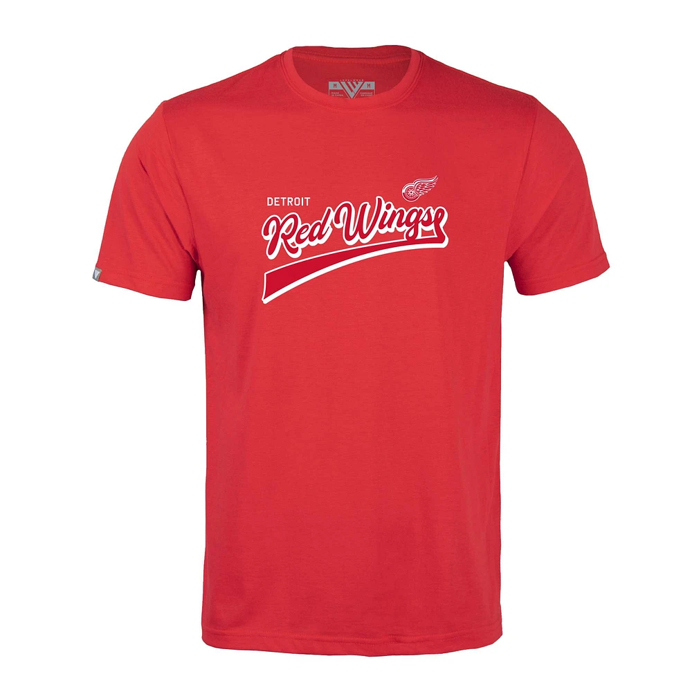 Men's Levelwear Red Detroit Wings Richmond Retro Script T-Shirt