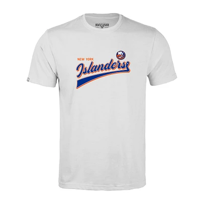 Men's Levelwear White New York Islanders Richmond Retro Script T-Shirt