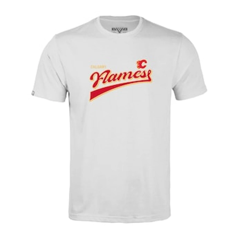 Men's Levelwear White Calgary Flames Richmond Retro Script T-Shirt
