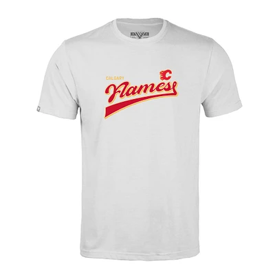 Men's Levelwear White Calgary Flames Richmond Retro Script T-Shirt